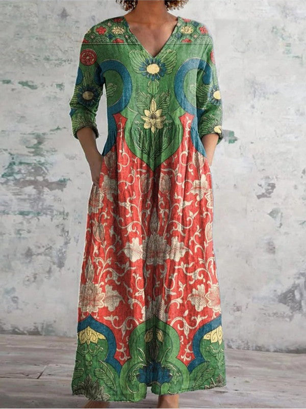 Veloraine | Vintage Floral Maxi Dress